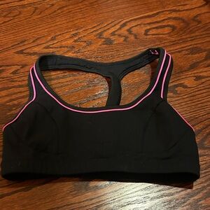 bebe Black Sports Bra with Pink Trim